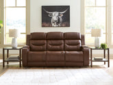 Bay Furniture Gallery - Ashley Furniture - Knightington Living Room - PWR REC Sofa w/Audio Seating / Brown - PCU1160215A
